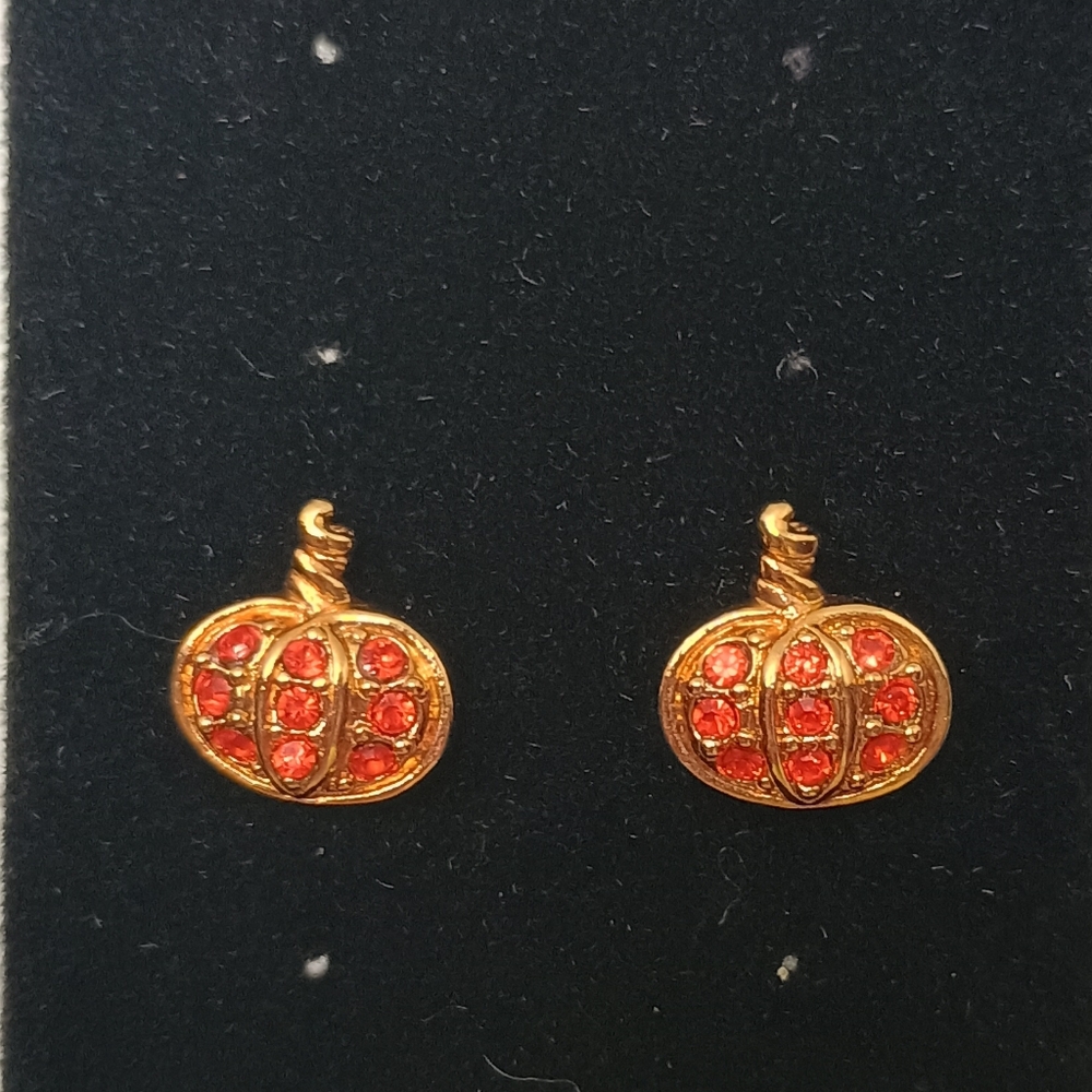 Avon Elegant Gold and Red Pumpkin Earrings